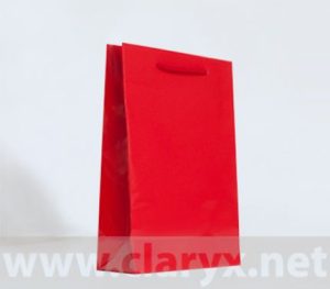 Red laminated paper bags 16+7×25 cm