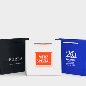 Хартиени торбички с печат и фирмено лого 24+9x23 см