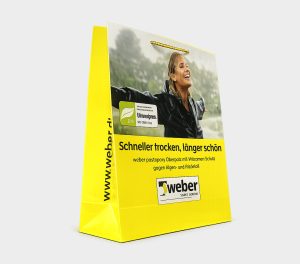 Printed paper bags 32+11x45 cm with custom printing