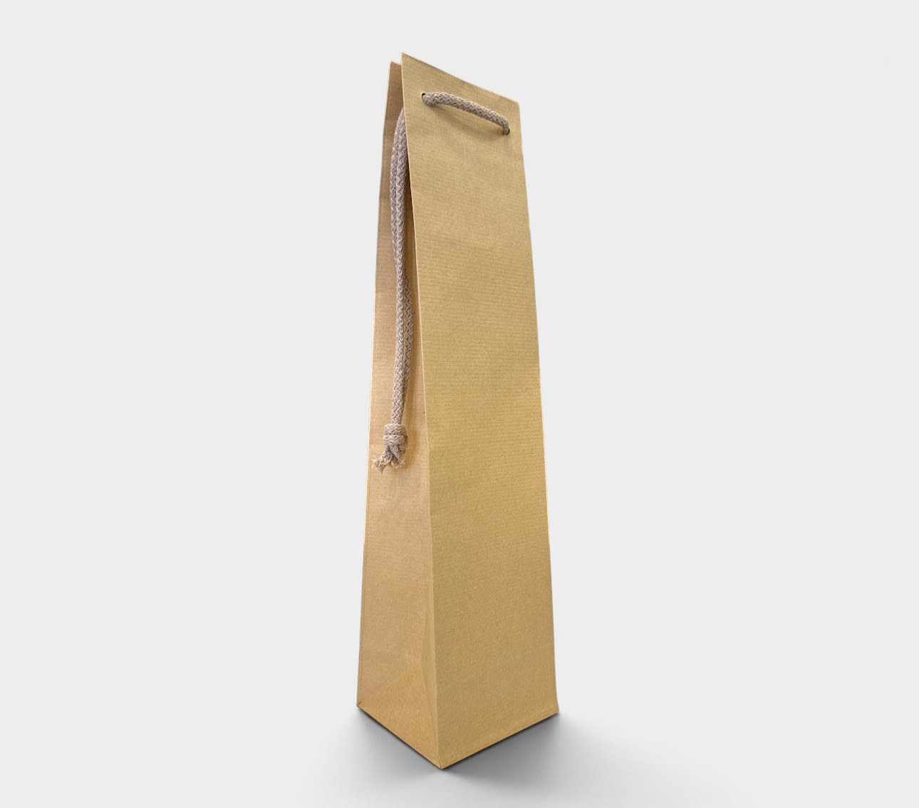 Brown kraft wine bottle paper bags with beige cotton rope handle